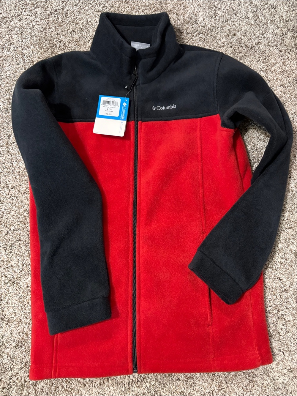 Columbia Kids Red and Black Full-Zip Fleece Jacket